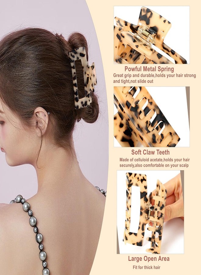 Eyegla 2 Pack Hair Claw Clips for Women Tortoise Shell Large Claw Hair Clips for Thin to Thick Hair Rectangle Hair Jaw clips - Image 5